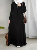Fashion Long Sleeve Muslim Maxi Dresses for Women Saudi Arabia Dubai Abaya Party Casual Sequin Sundress Casual Morocco Kaftan - Image 2