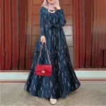 Eid Muslim Abaya for Women Print Dress Jalabiya Lace Up Saudi Arab Long Robe Ramadan Morocco Dubai Abayas Kaftan Islam Vestidos - Image 3