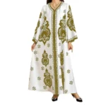Long Dress Abayas Women Eid Muslim Dresses Bronzing Print V Neck Jalabiya Arab Morocco Dubai Kaftan 2025 Vestidos Ramadan Robe - Image 4