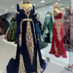 Blue Moroccan Kaftan Caftan Muslim Evening Dresses A-line Long Sleeves Appliques Dubai Arabic Abaya Islamic Gown Customized