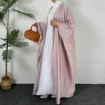Open Front Abaya Muslim Out Kaftan Loose Long Sleeve Maxi Length Dress ,Women Jilbabs Cardigan Coat And Sleeveless Inner Dress - الصورة 4