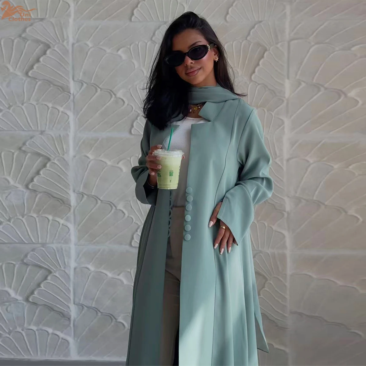 kf-S57c596a6ec7d47b3873f028c91934313m 2026 New Islamic Clothing Elegant Front Open Abaya and Chiffon Hijab 2 Piece Abaya Set for Muslim Women Ramadan Abaya Eid - Image 1