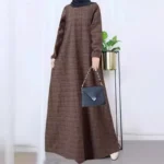 Dress Abaya Women Dresses Kaftan Eid Muslim Modest Vestidos Plaid Print Saudi Long Robe Jalabiya Ramadan Morocco Dubai Abayas - Image 3