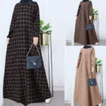 Dress Abaya Women Dresses Kaftan Eid Muslim Modest Vestidos Plaid Print Saudi Long Robe Jalabiya Ramadan Morocco Dubai Abayas