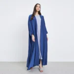 Middle Eastern Full Sleeve Loose Abaya Muslim Women Solid Open Front Abayas Casual Kaftans Jilbabs Ethnic Islamic Maxi Dresses