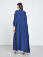 ⁦Middle Eastern Full Sleeve Loose Abaya Muslim Women Solid Open Front Abayas Casual Kaftans Jilbabs Ethnic Islamic Maxi Dresses⁩ - الصورة ⁦3⁩