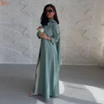 2026 New Islamic Clothing Elegant Front Open Abaya and Chiffon Hijab 2 Piece Abaya Set for Muslim Women Ramadan Abaya Eid - Image 4