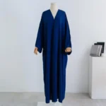⁦Muslim Out Open Front Abaya Cardigan Smocking Sleeve One-piece Prayer Women Jilbab Islamic Clothing Dubai Saudi Robe Turkish⁩ - الصورة ⁦2⁩