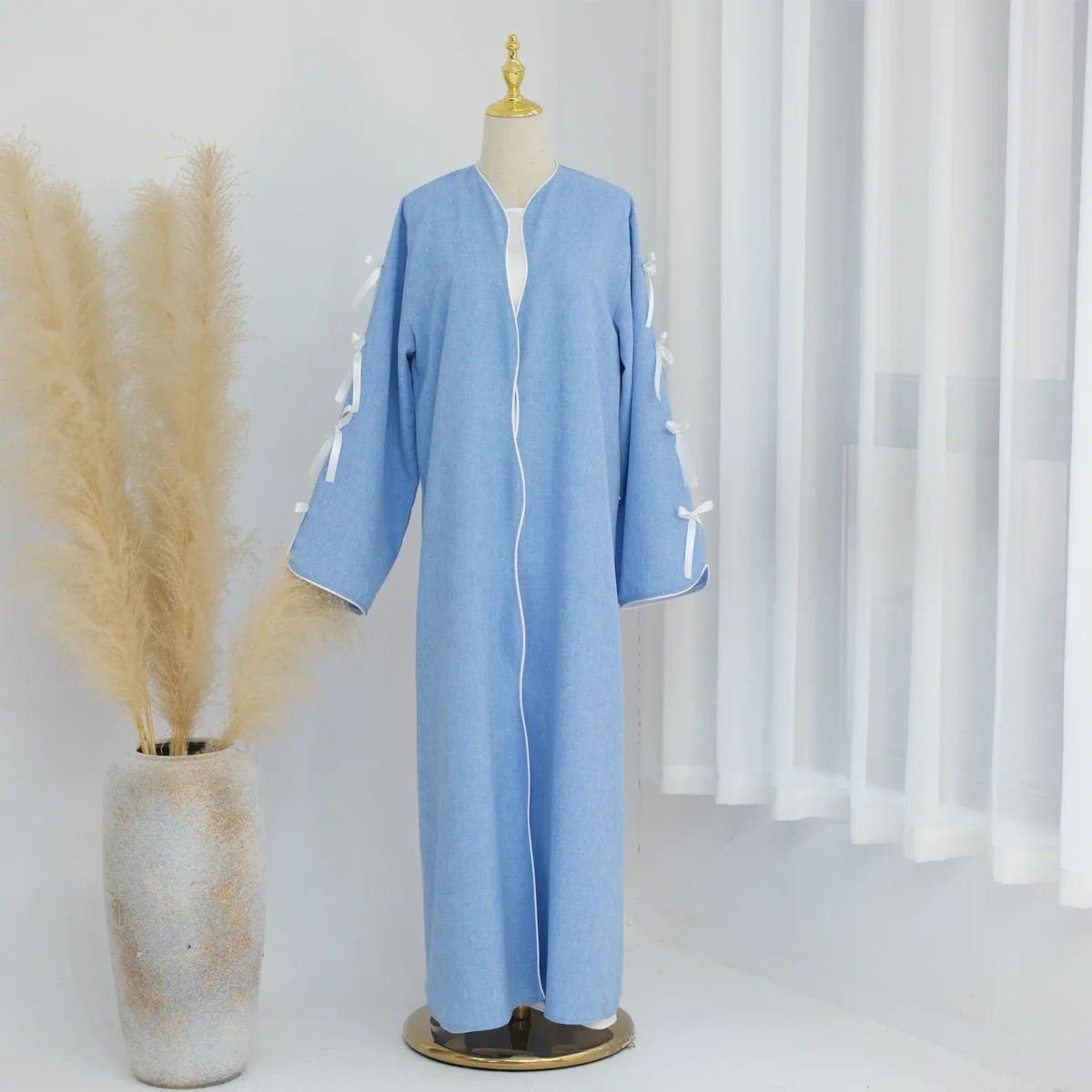 Ramadan Arab Long Robe Muslim Abaya for Women Party Dresses Bow Jalabiya Morocco Saudi Vestidos Dubai Kaftan Islam Eid Abayas - Image 5