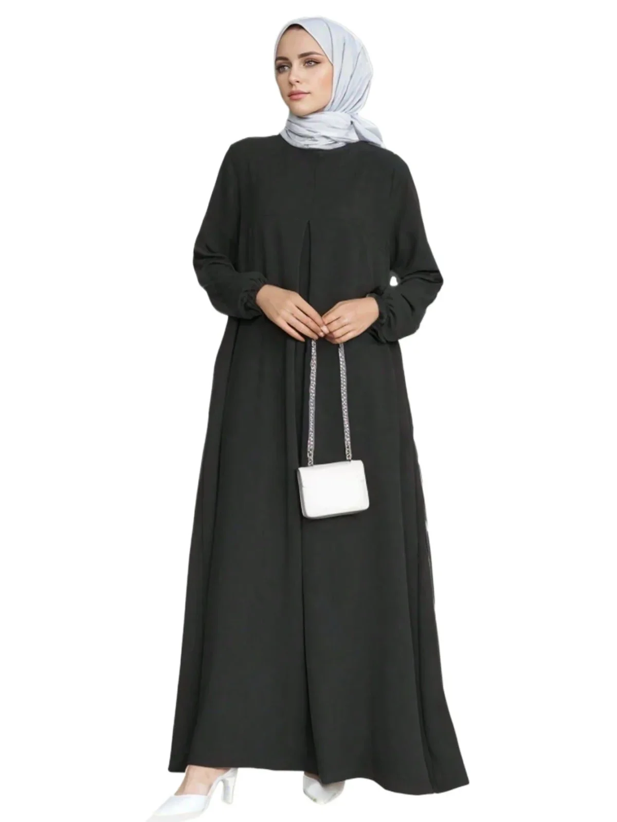 ⁦Abaya Women Modest Dress Muslim Vestidos Abayas Dubai Saudi Robe Long Dresses Arabic Morocco A Line Jalabiya Eid Ramadan Kaftan⁩ - الصورة ⁦6⁩
