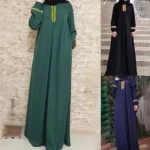 Stylish Dress Female\'s Clothes Abaya Prayer Maxi Dress Ladies Arab Robe Long Sleeve Muslim Dresses Women Plain - Image 3
