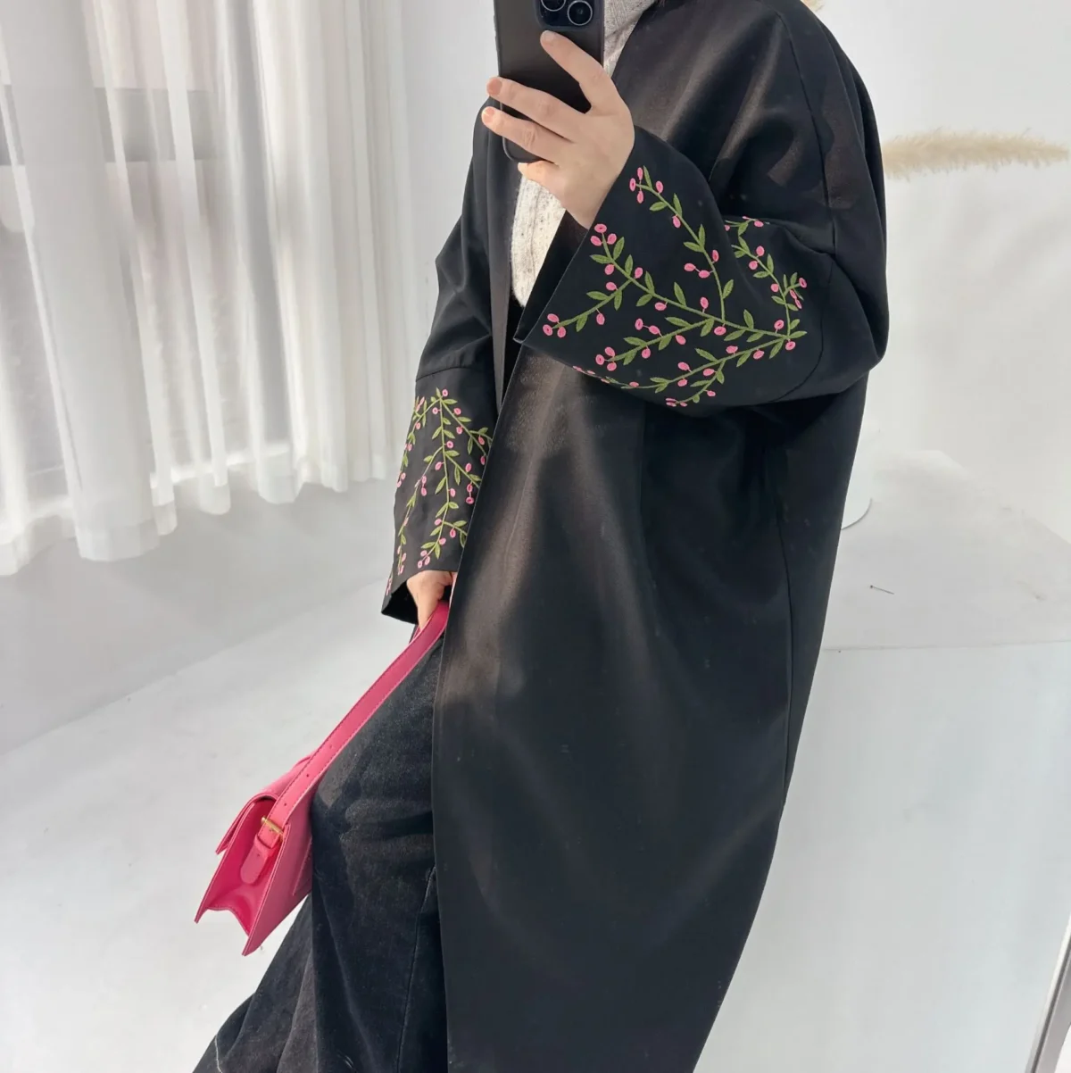 2026 Eid Mubarak Ramadan Open Abaya Women Muslim Dress Jilbab Kebaya Kaftan Robe Flower Embroidery Dresses Dubai Hijab Abayas - Image 2