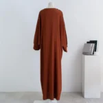 ⁦Muslim Out Open Front Abaya Cardigan Smocking Sleeve One-piece Prayer Women Jilbab Islamic Clothing Dubai Saudi Robe Turkish⁩ - الصورة ⁦6⁩